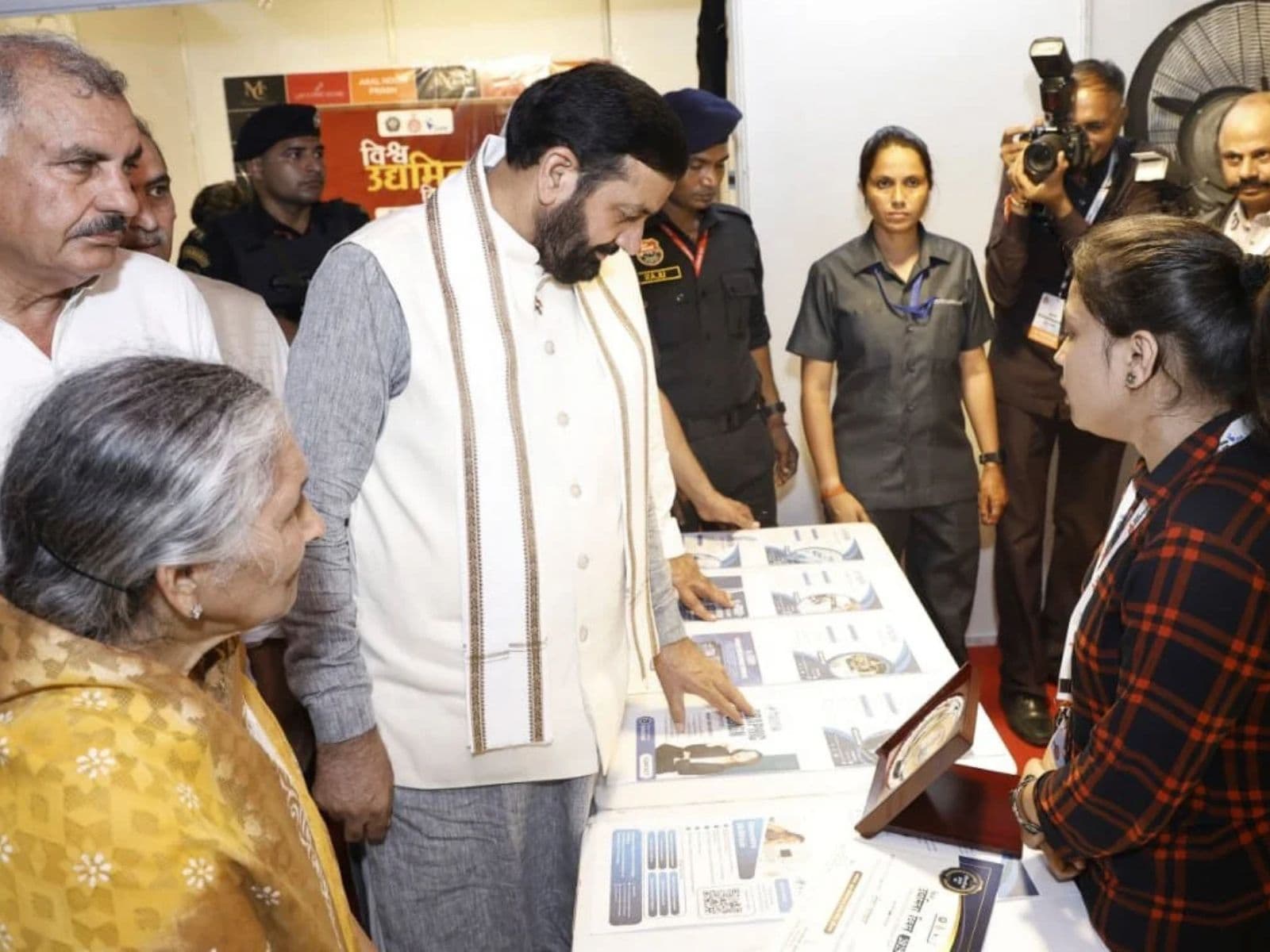 Navostra representative presenting the company's work during an interaction with Haryana Chief Minister Nayab Singh Saini